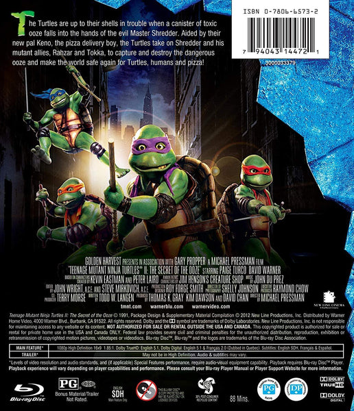 Teenage Mutant Ninja Turtles II: The Secret of the Ooze on Blu-Ray
