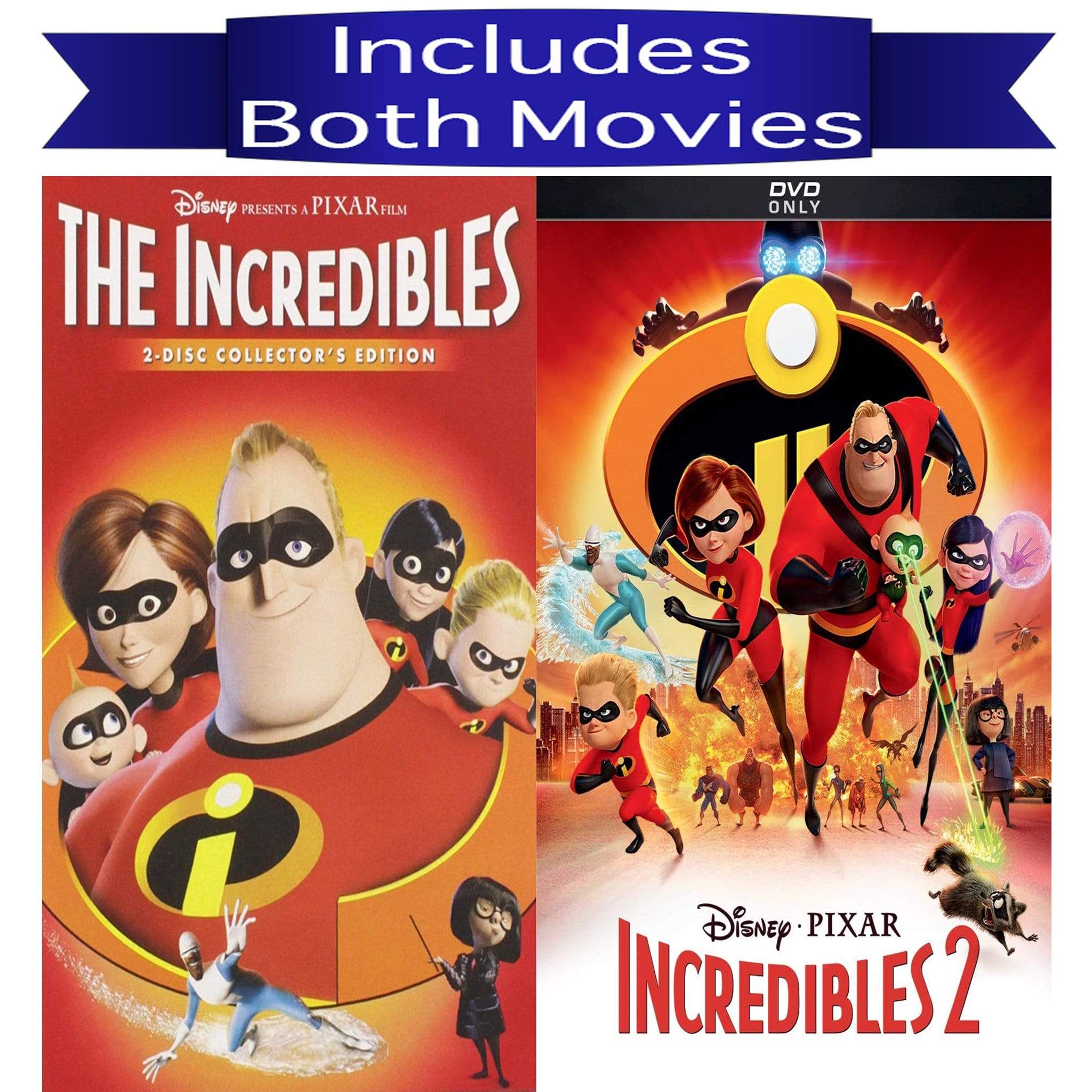 Walt Disney's The Incredibles 1&2 DVD Set 2 Movie Collection Walt Disney DVDs & Blu-ray Discs > DVDs